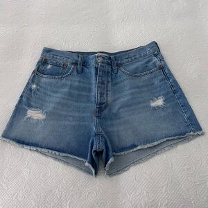 Madewell Faded Blue Ripped Jean Shorts